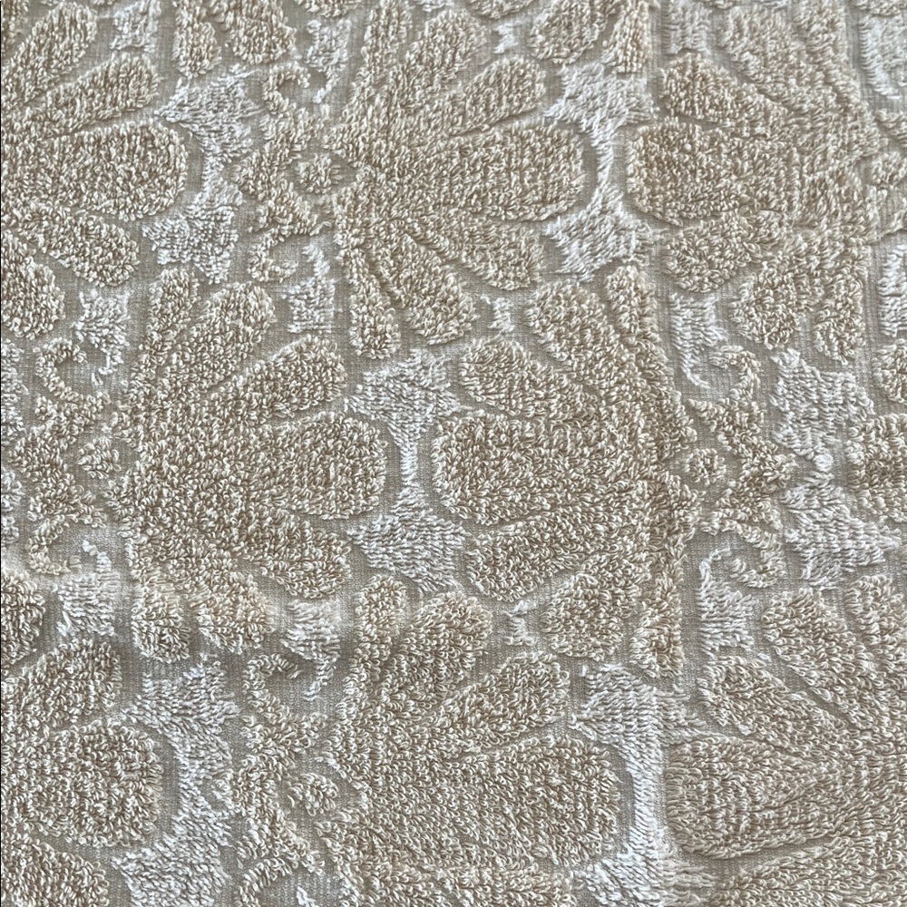 Vintage Fieldcrest Cotton Towel Beige Jacquard Floral Pattern mid century retro - Picture 6 of 12
